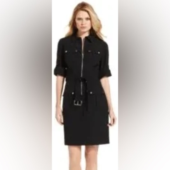 Michael Kors short sleeve utility belted stretch zip up minidress M - Picture 9 of 9